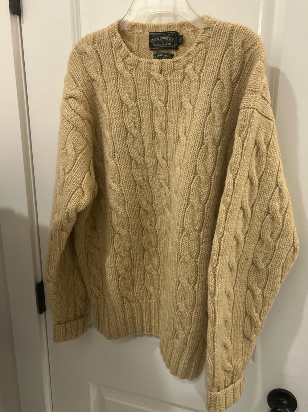 Polo by Ralph Lauren Beige Hand-Knit Cable Sweater